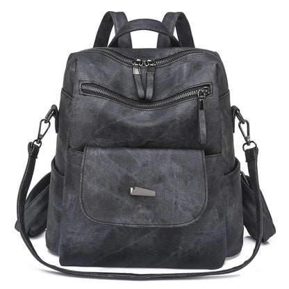 PU Leather Backpack Purse for Women Casual Handbag Ladies Shoulder Bags Black