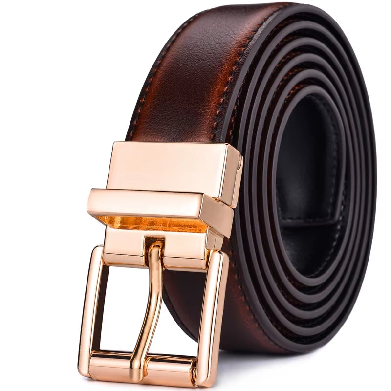 1Pcs Mens Reversible Leather Dress Casual Belts for Men 2.8Cm Wide One Reverse for 2 Colors