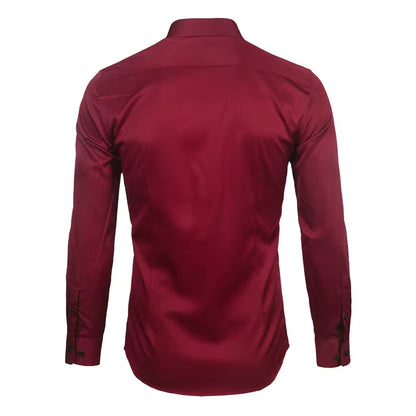 Men'S Purple Bamboo Fiber Dress Shirts Brand Long Sleeve Shirt Solid Slim Fit Casual Formal Non Iron Work Shirt Camisa Masculina