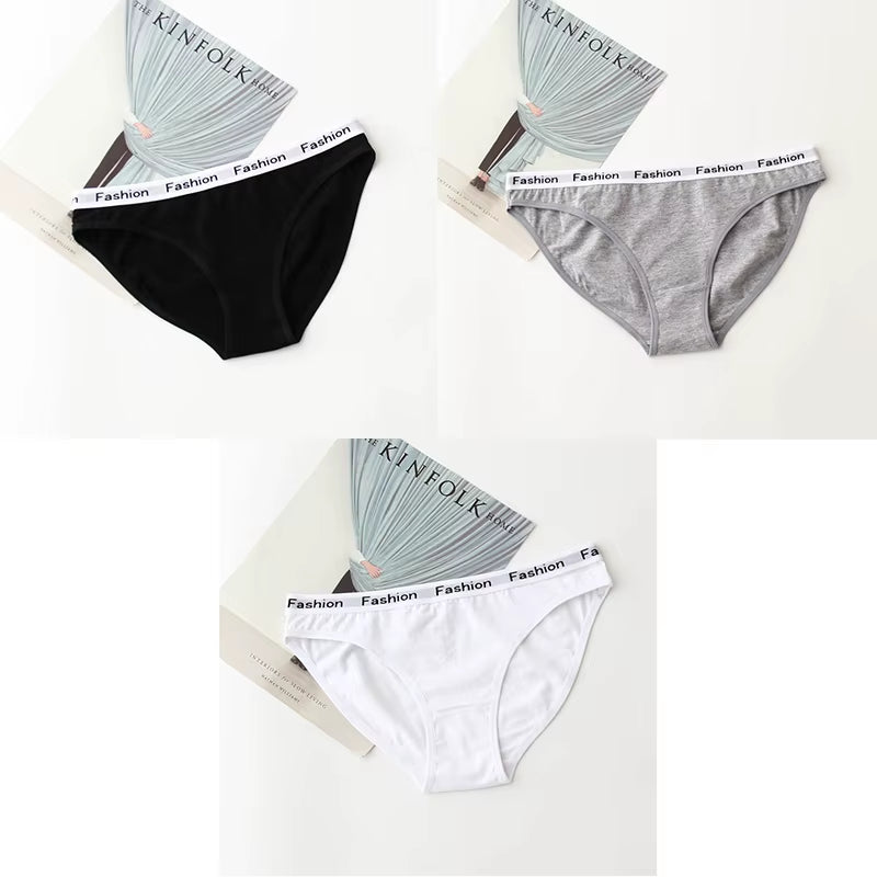 3Pcs Cotton Panties Female Underpants Fashion Women Briefs Underwear Sports plus Size Lingerie Women'S Intimates