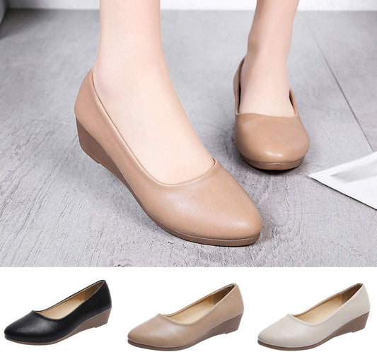 Pumps for Women Women'S Wedge Casual Shoes Work Shoes Heels Pointed Toe Low Heels Office Pumps Beige