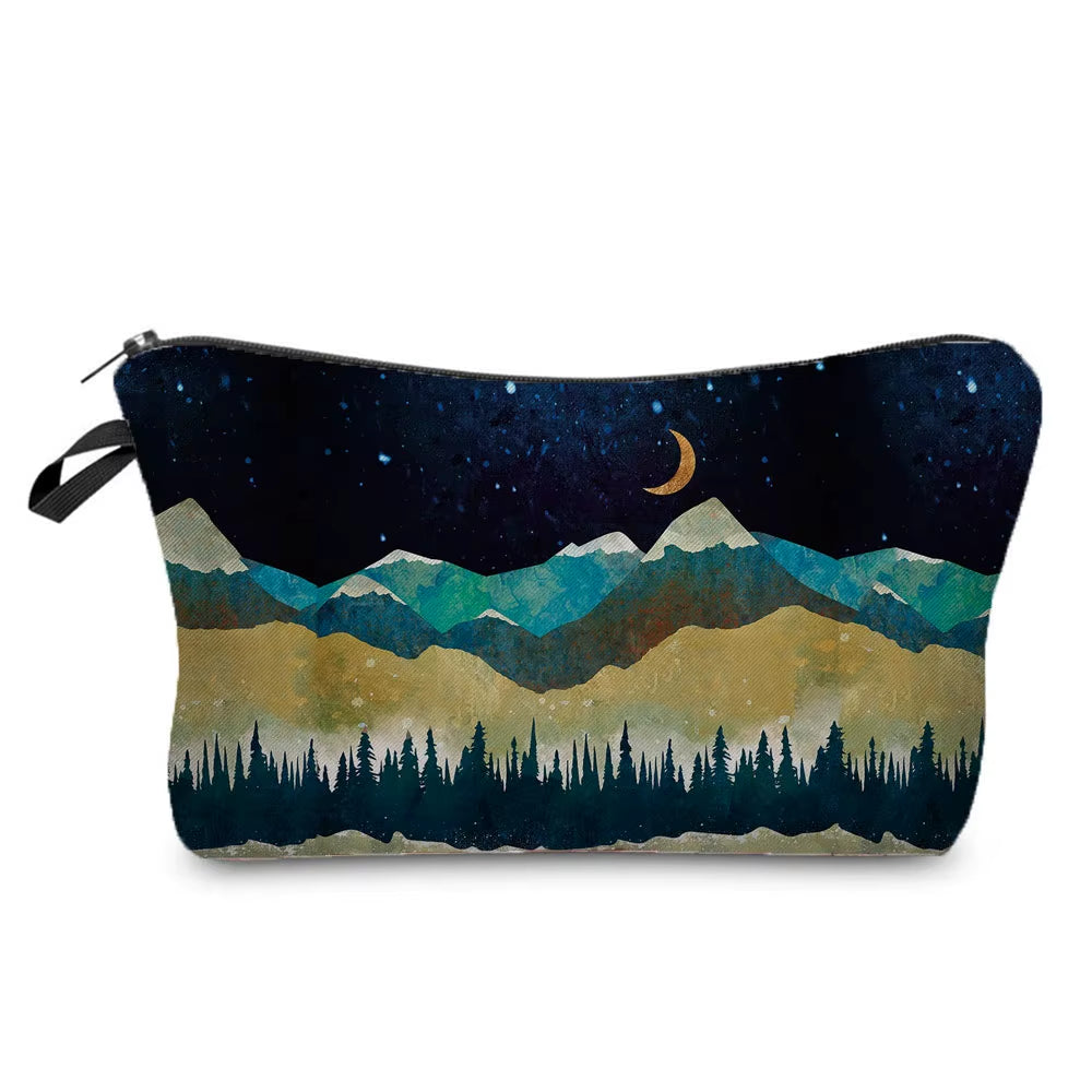 Landscape Painting Makeup Bag Polyester Cosmetic Bag Women'S Necessaire Pouch with Zipper Shaver Kit Bags Luxury Man Travel Bag