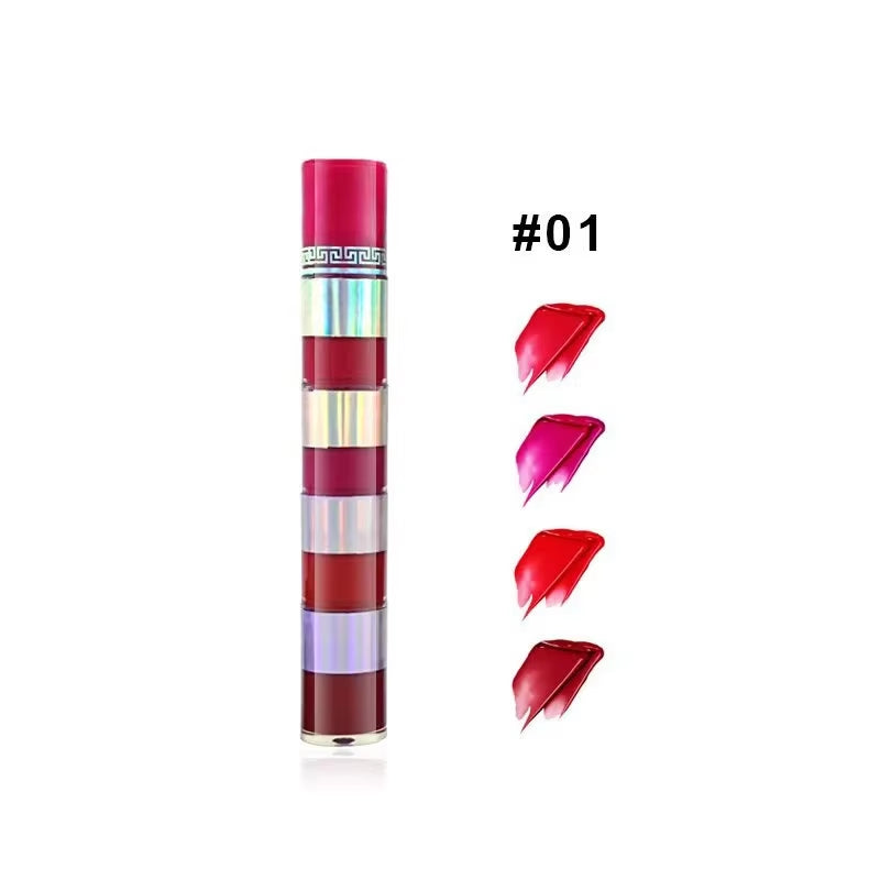 4 In1 Matte Lipstick Kit Combo Strip Velvet Sexy Red Lip Tint Non-Stick Cup Lip Gloss Lip Oil Makeup Lips Cosmetic Set Wholesale