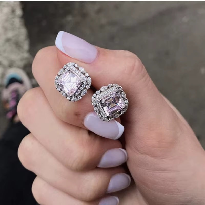 Wholesale  Brand 100% 925 Sterling Silver Paraiba Tourmaline Gemstone Birthstone Ear Studs Earrings Ladies Fine Jewelry