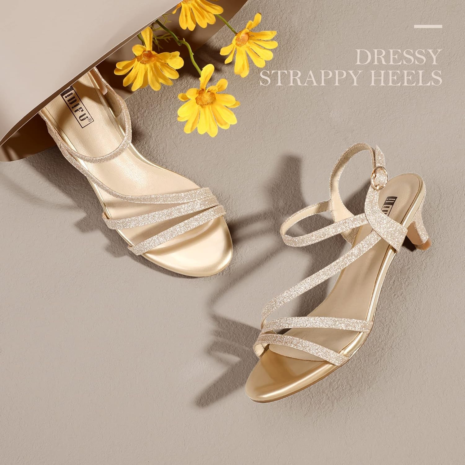 Women'S Dressy Strappy 2 Inch Low Kitten Heel Open Toe Sandals Dress Shoes for Woman Lady in Bridal Dance Evening