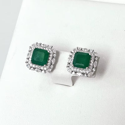 Wholesale  Brand 100% 925 Sterling Silver Paraiba Tourmaline Gemstone Birthstone Ear Studs Earrings Ladies Fine Jewelry