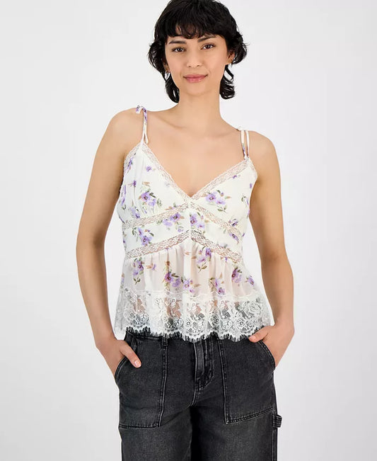 Women'S Lace-Trim Floral Print Sleeveless Top, Exclusively at Macy'S