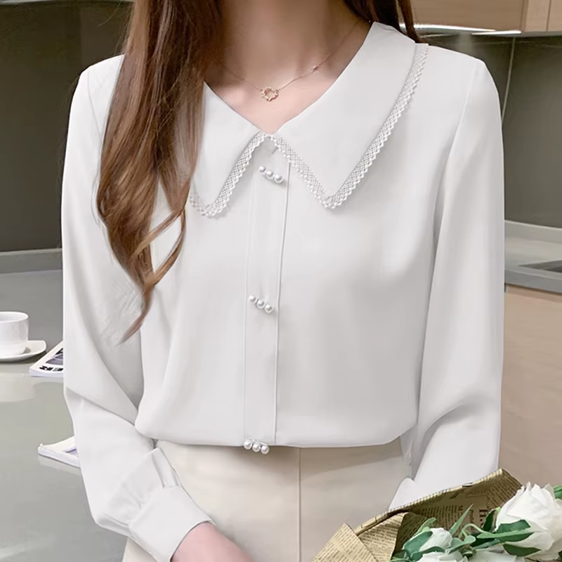 Autumn Long Sleeve Blouse Shirt Tops Blouse Women Blusas Mujer De Moda 2024Blue Chiffon Blouse Shirt Women Blouses Blusa D655