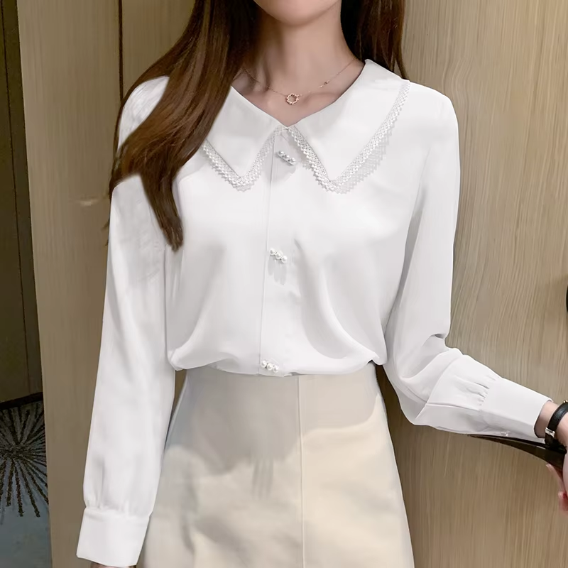 Autumn Long Sleeve Blouse Shirt Tops Blouse Women Blusas Mujer De Moda 2024Blue Chiffon Blouse Shirt Women Blouses Blusa D655