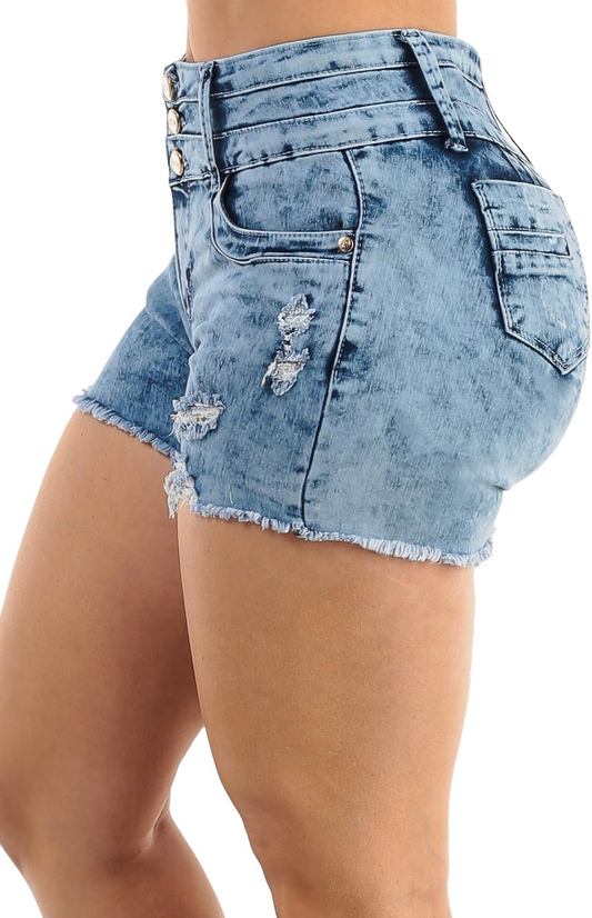 Butt Lifting Denim Shorts for Women - Mid - High Waisted Shorts - Levanta Cola