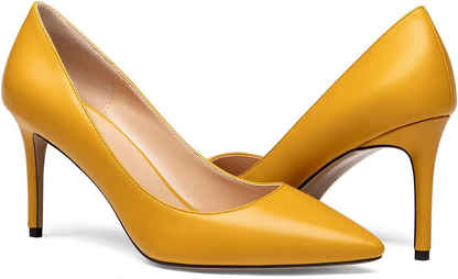 Miusy Shoes Women'S Pointed Toe Slip on Medium High Heels Pumps Dress Shoes