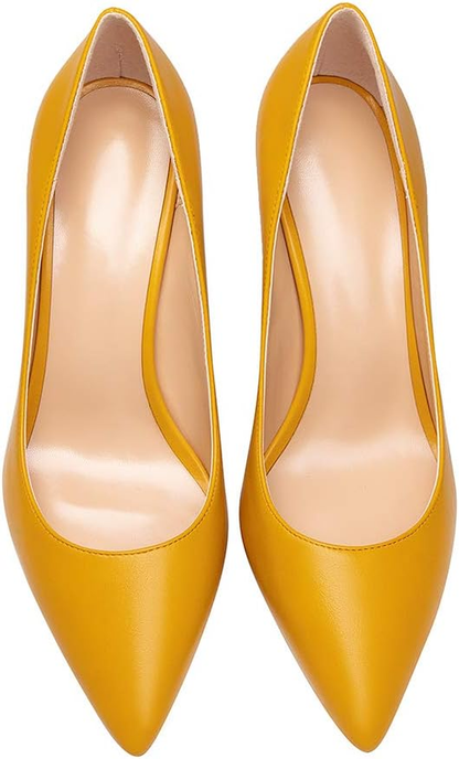 Miusy Shoes Women'S Pointed Toe Slip on Medium High Heels Pumps Dress Shoes