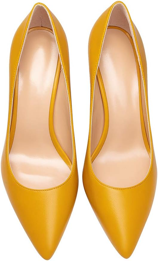Miusy Shoes Women'S Pointed Toe Slip on Medium High Heels Pumps Dress Shoes