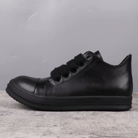 Popular Men'S Sneakers Leather Shoes for Woman All Black Solid Men'S Casual Shoes Jumbo Shoelace Women'S Sneakers