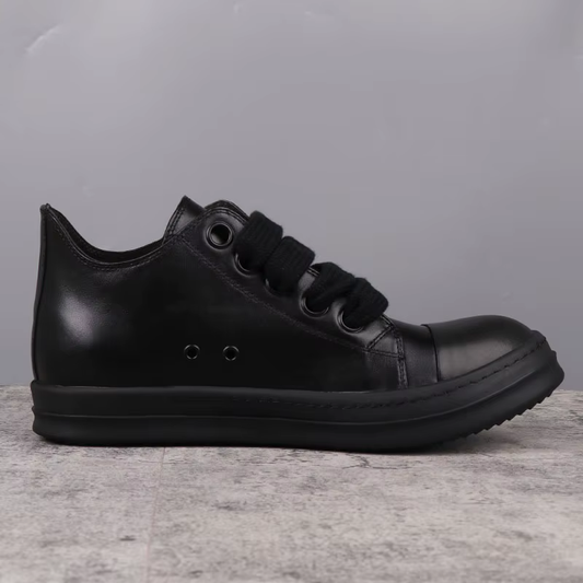 Popular Men'S Sneakers Leather Shoes for Woman All Black Solid Men'S Casual Shoes Jumbo Shoelace Women'S Sneakers