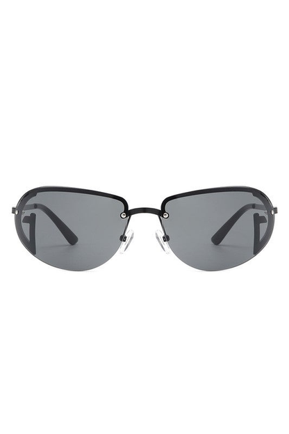 Retro Rimless Oval Tinted round Sunglasses