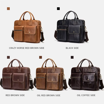 Shoulder Bag Men Handbags Totes for Laptop 14 Zip Messenger Bag Man Leather Briefcases Bags Men Genuine Leather Bags 7212