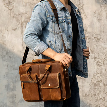Shoulder Bag Men Handbags Totes for Laptop 14 Zip Messenger Bag Man Leather Briefcases Bags Men Genuine Leather Bags 7212