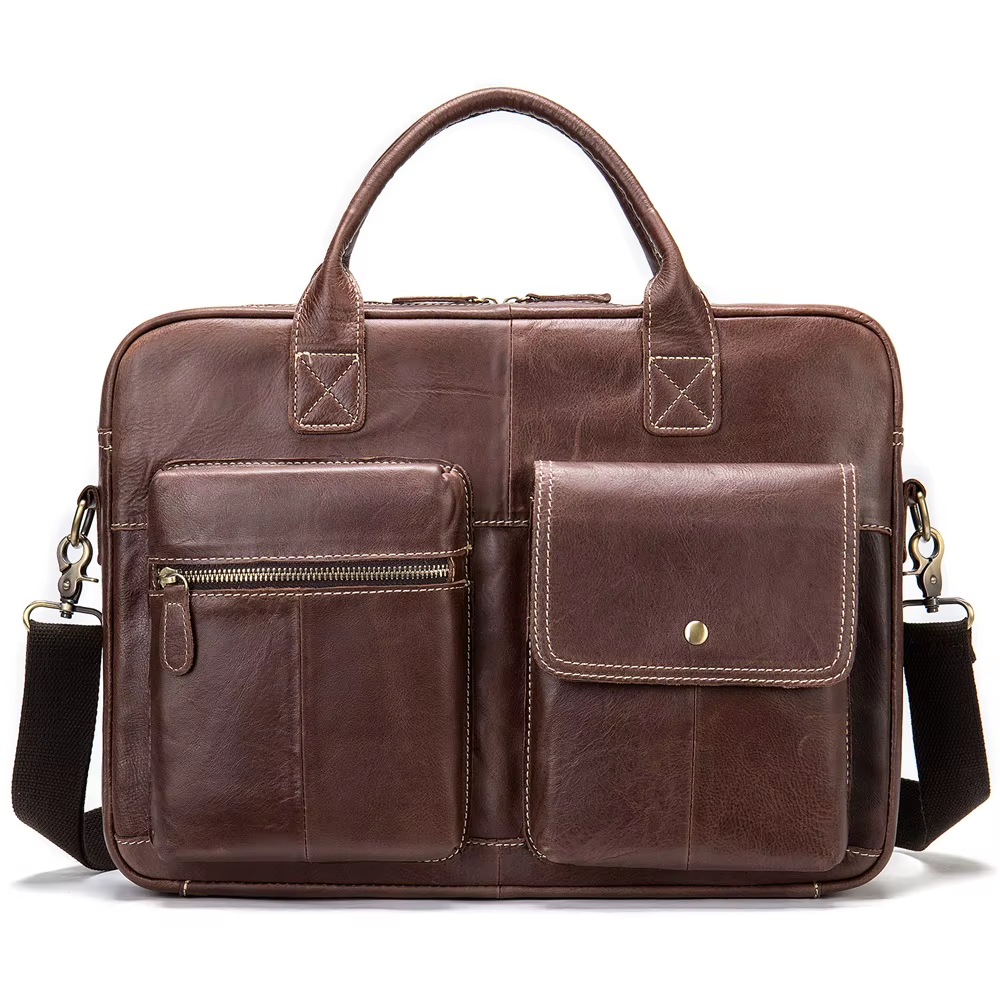 Shoulder Bag Men Handbags Totes for Laptop 14 Zip Messenger Bag Man Leather Briefcases Bags Men Genuine Leather Bags 7212