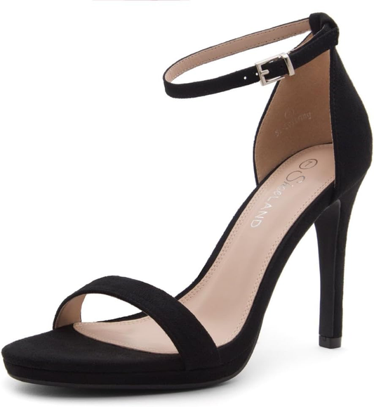 Sl-Lovering Women'S High Heels Ankle Strap Stilettos, round Open Toe Strappy Dressy Heeled Sandals – Sexy Heels for Prom Wedding Party and Bridal