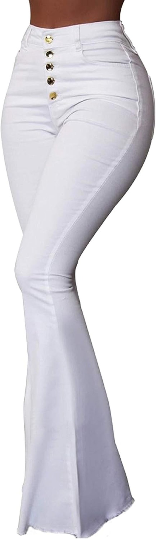 Solid Button down Wide Leg Flared Bell Bottom Pants