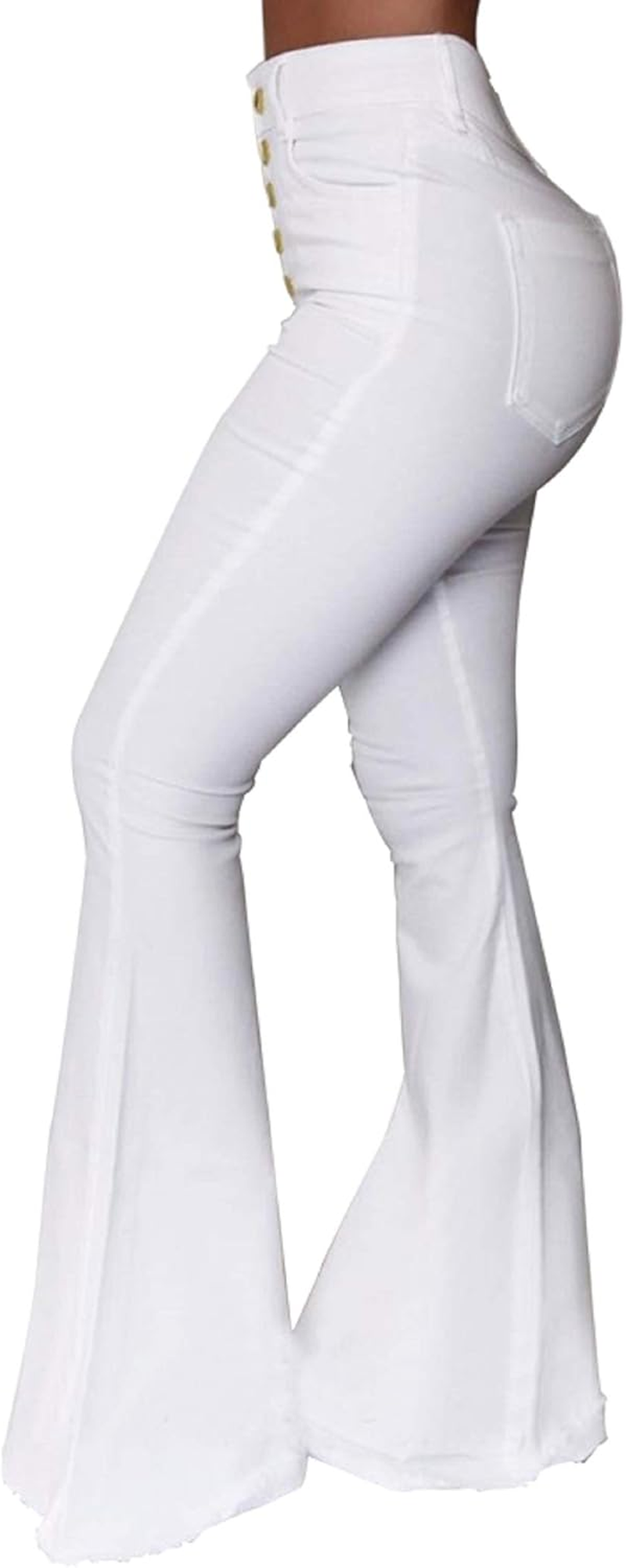 Solid Button down Wide Leg Flared Bell Bottom Pants