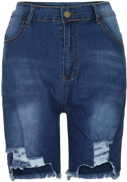 WUAI Ripped Jean Shorts for Women High Waist Bermuda Shorts Ripped Distressed Stretch Denim Shorts plus Size