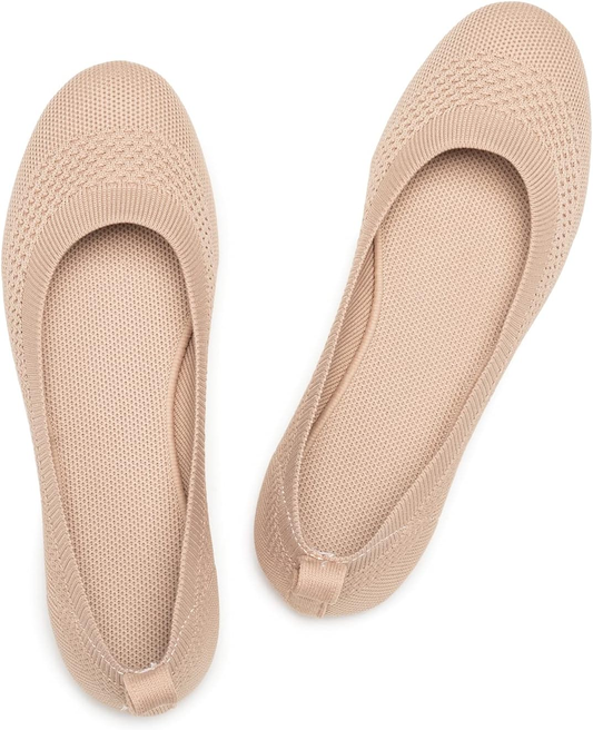 Women’S Ballet Flat Shoes Knit Dress Shoes round Toe Slip on Ballerina Walking Flats Shoes for Woman Low Wedge Comfort Soft