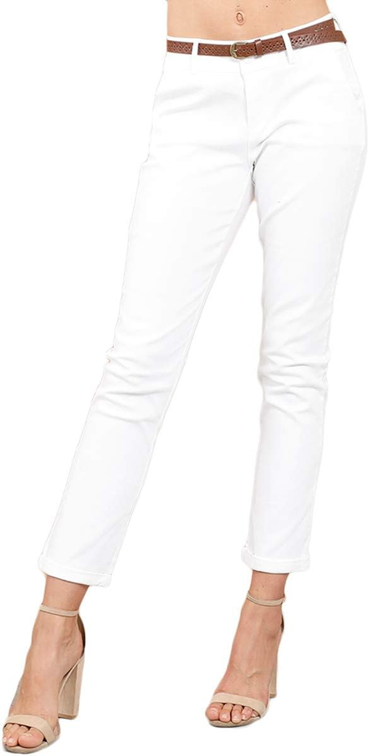 Women'S Belted Bengaline Ankle Length Pants