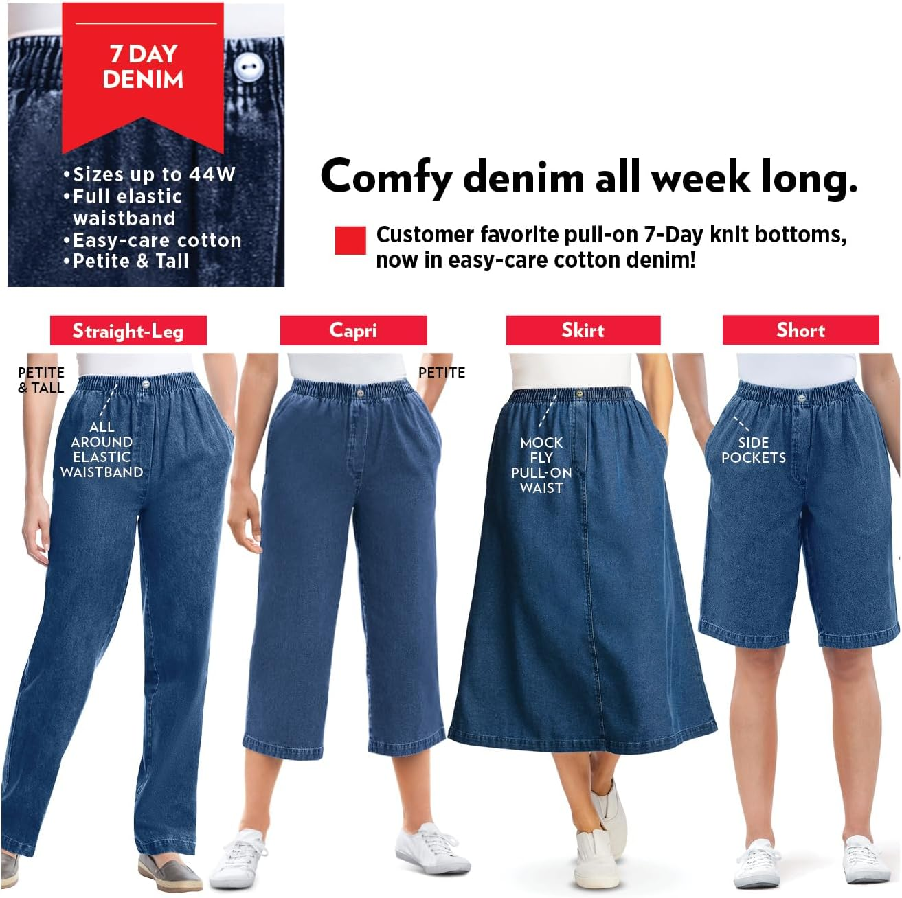 Women'S plus Size 7-Day Denim Capri