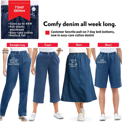 Women'S plus Size 7-Day Denim Capri