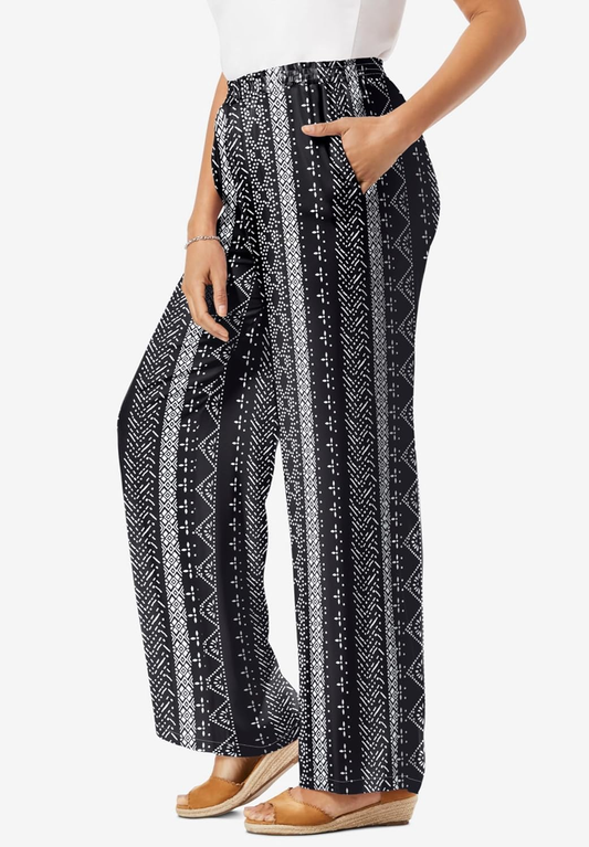 Women'S plus Size Pull-On Elastic Waist Soft Pants