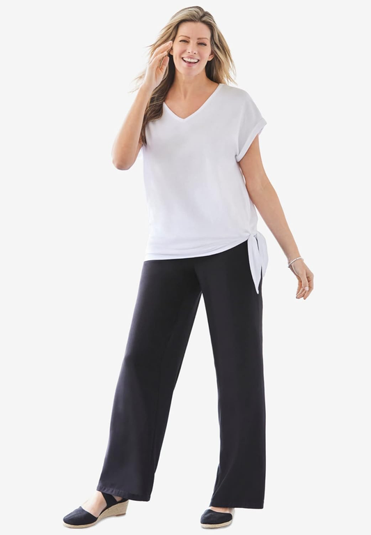 Women'S plus Size Pull-On Elastic Waist Soft Pants