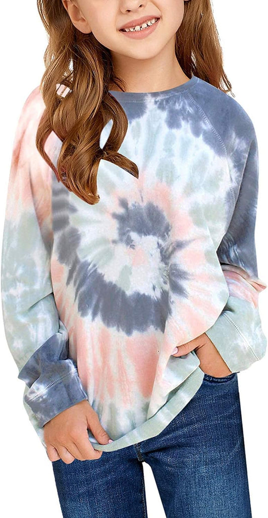 Tie Dye Print Active Hoodie Long Sleeve Sweatshirts Pullover Tops 4-13