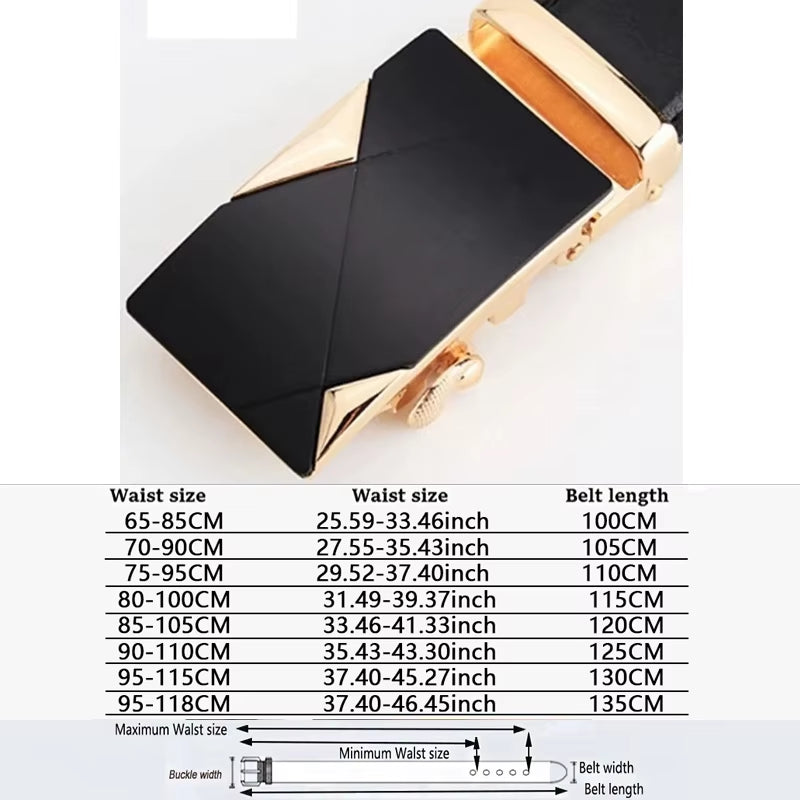 Men Belts Automatic Buckle Belt Genune Leather High Quality Black Male Belts for Men Leather Strap Casual Buises for Jeans
