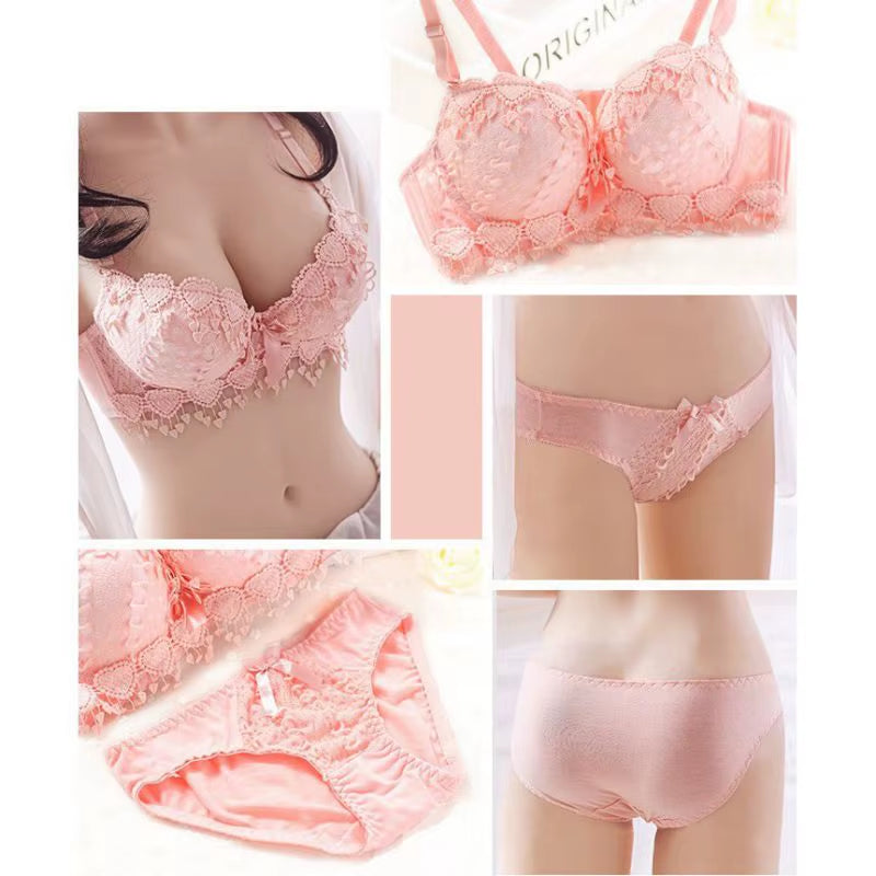 Push up Bra Set Women Underwear Solid Sexy Lingerie Girl Floral Lace Underwear Set Underwire Brassiere Outfit