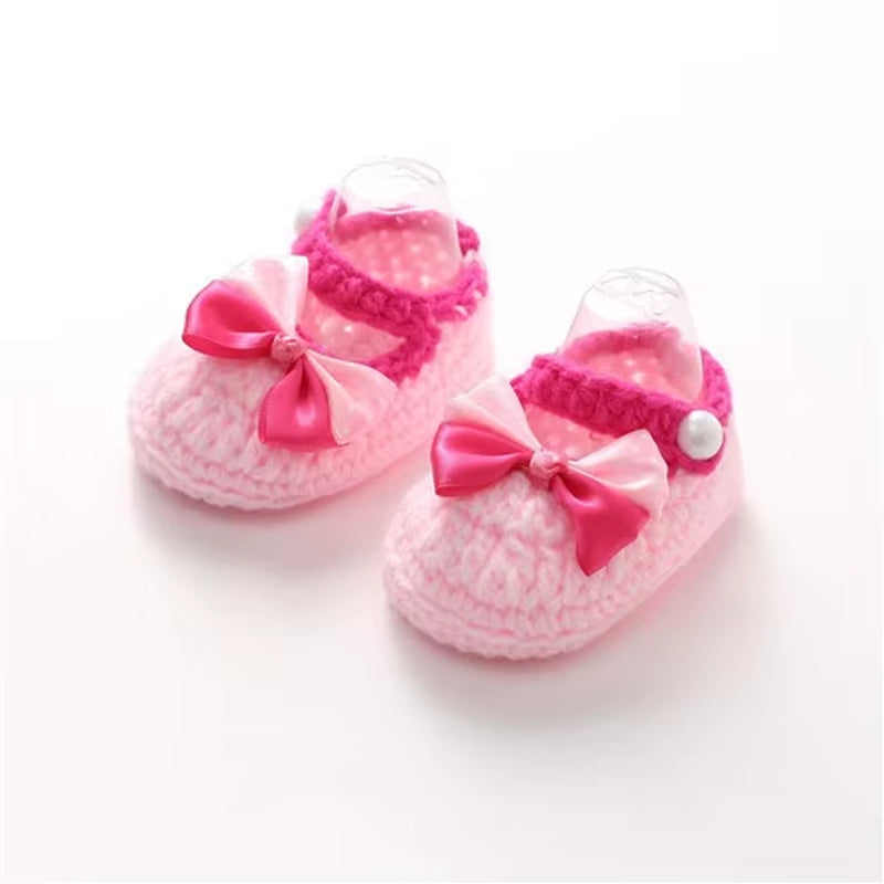 Fashion Comfortable Buckle Baby Shoes Handmade Knitting Crochet Booties Crib Walk Shoes for Infants Toddlers