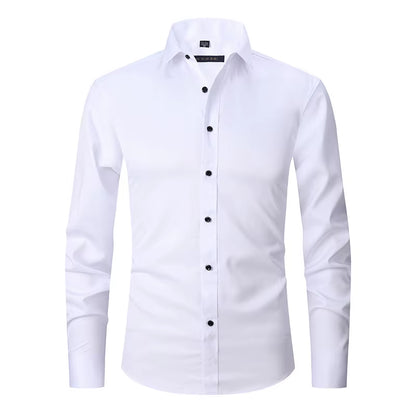 Men'S Purple Bamboo Fiber Dress Shirts Brand Long Sleeve Shirt Solid Slim Fit Casual Formal Non Iron Work Shirt Camisa Masculina