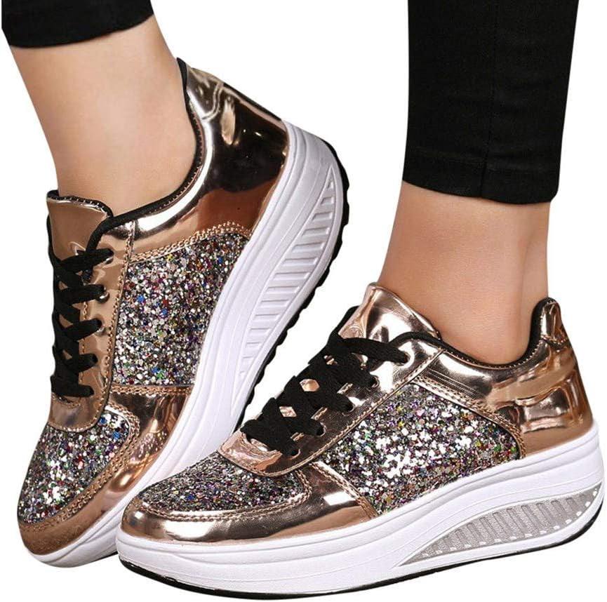 Sneakers for Women Wedges Sneakers Sequins Shake Shoes Fashion Girls Sport Shoes