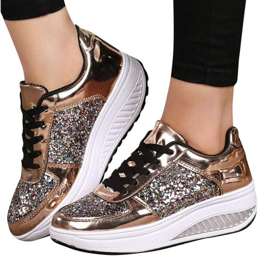 Sneakers for Women Wedges Sneakers Sequins Shake Shoes Fashion Girls Sport Shoes