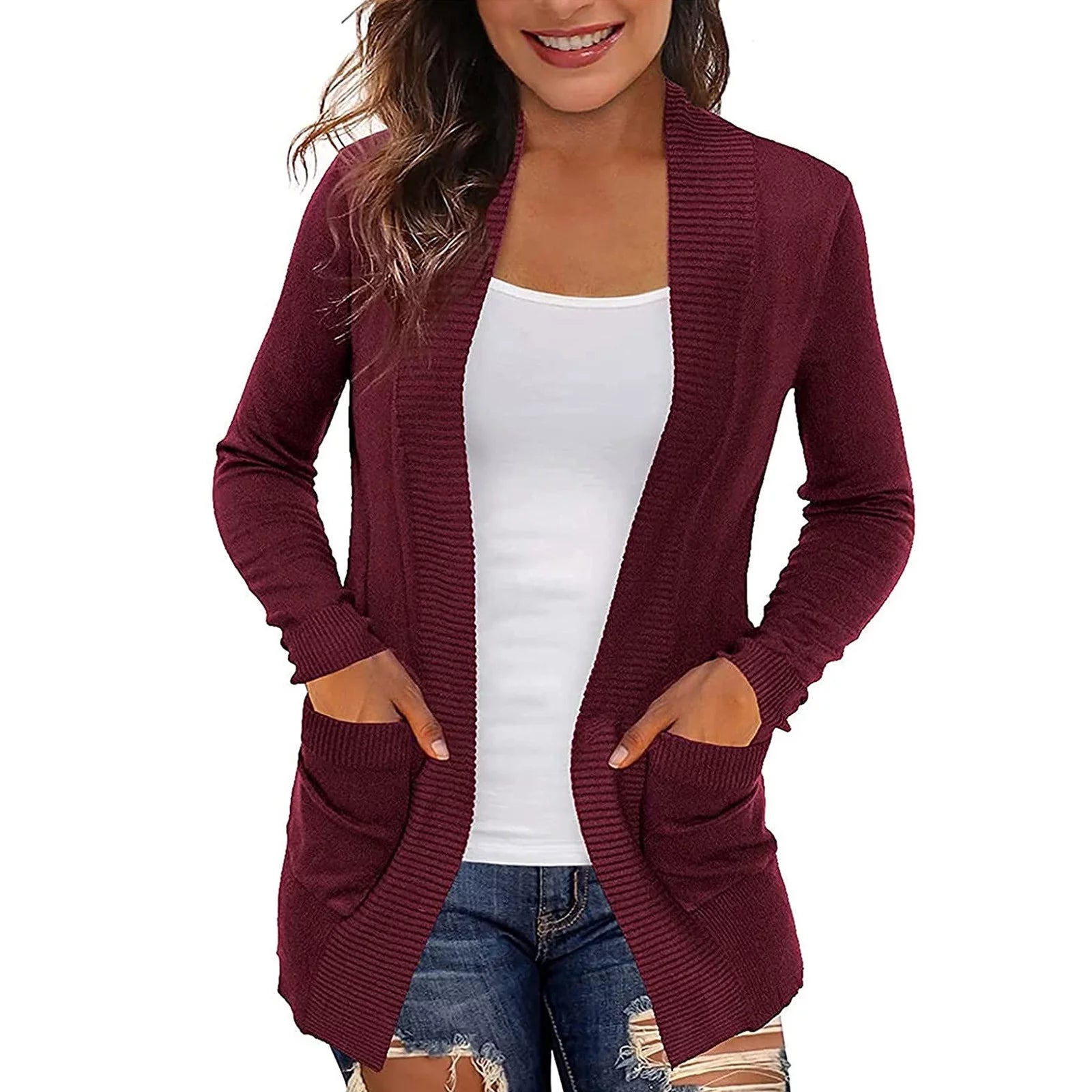 Women'S Cardigan Casual Lightweight Knit Cardigan Sweaters of Female S-2X