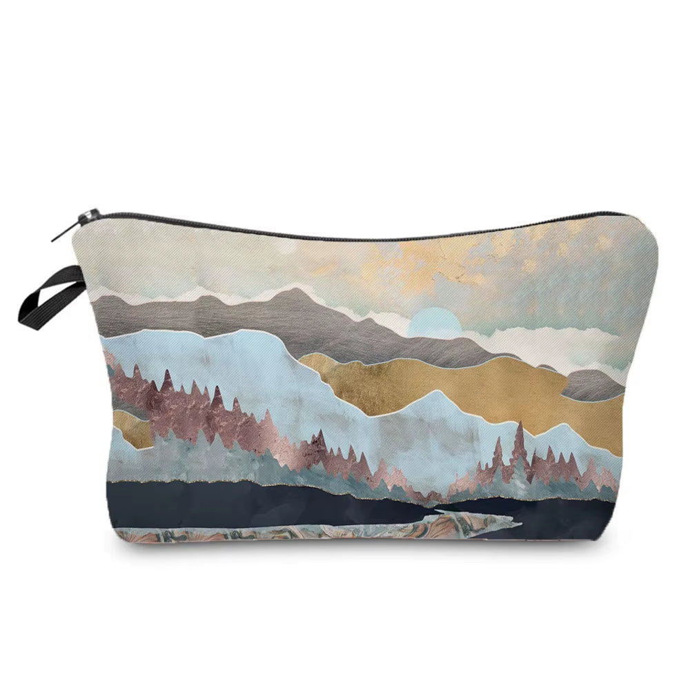 Landscape Painting Makeup Bag Polyester Cosmetic Bag Women'S Necessaire Pouch with Zipper Shaver Kit Bags Luxury Man Travel Bag