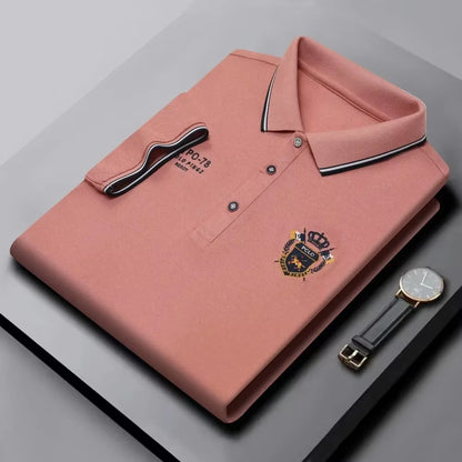 Summer Mens Short Sleeve Polo Shirt Luxury Embroidered Tshirts Lapel Anti-Wrinkle Lightweight Tops Cotton Mens T Shirts