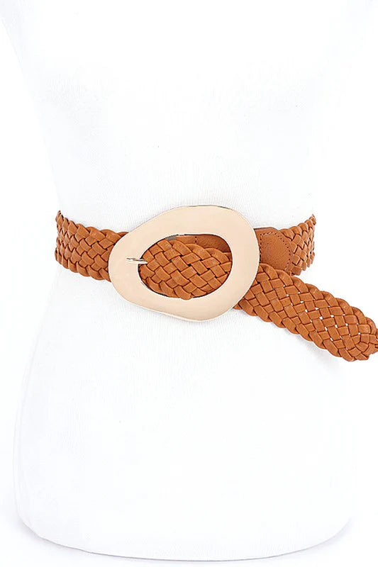 Shiny Buckle Braided Fashion Belt