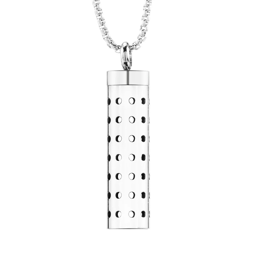 Geometric Style Aromatherapy Essential Oil Pendant Lockets Perfume Storage Diffuser Necklace 316L Stainless Steel Jewelry Gift