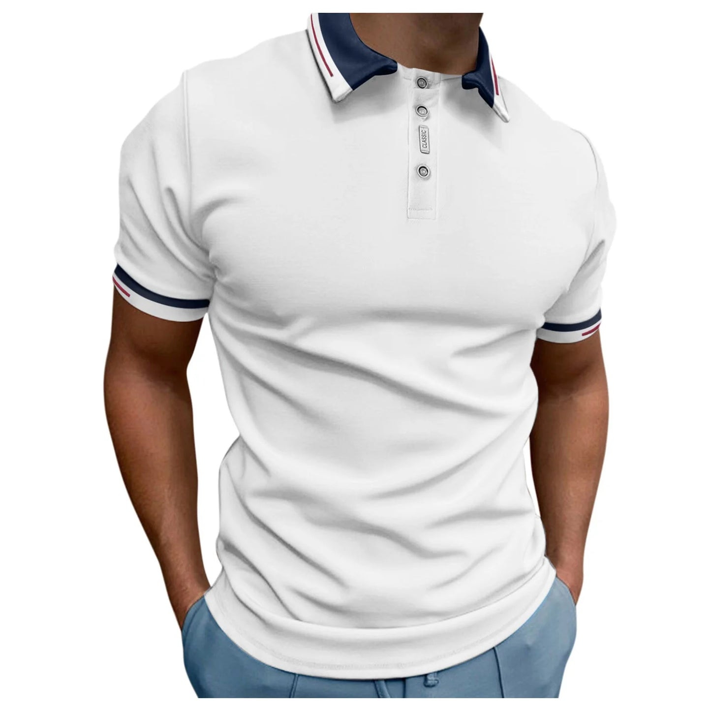 Mens Short Sleeve Polo Shirts Men'S Polo Shirt Casual Knit Short Sleeve Polo T Shirt Classic Fit Shirts(Blue,Xl)