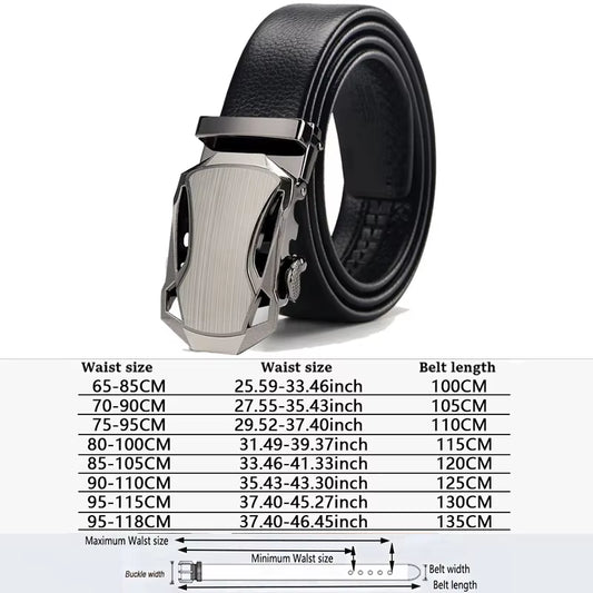Men Belts Automatic Buckle Belt Genune Leather High Quality Black Male Belts for Men Leather Strap Casual Buises for Jeans