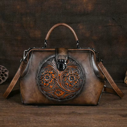 Luxury 2025 New Handmade Women Shoulder Bags Vintage Embossed Leather Woman Handbag for Ladies Backpacks Two Usage Bag