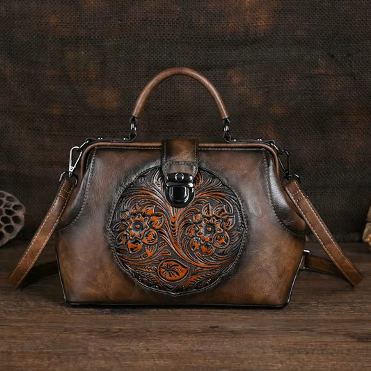 Luxury 2025 New Handmade Women Shoulder Bags Vintage Embossed Leather Woman Handbag for Ladies Backpacks Two Usage Bag