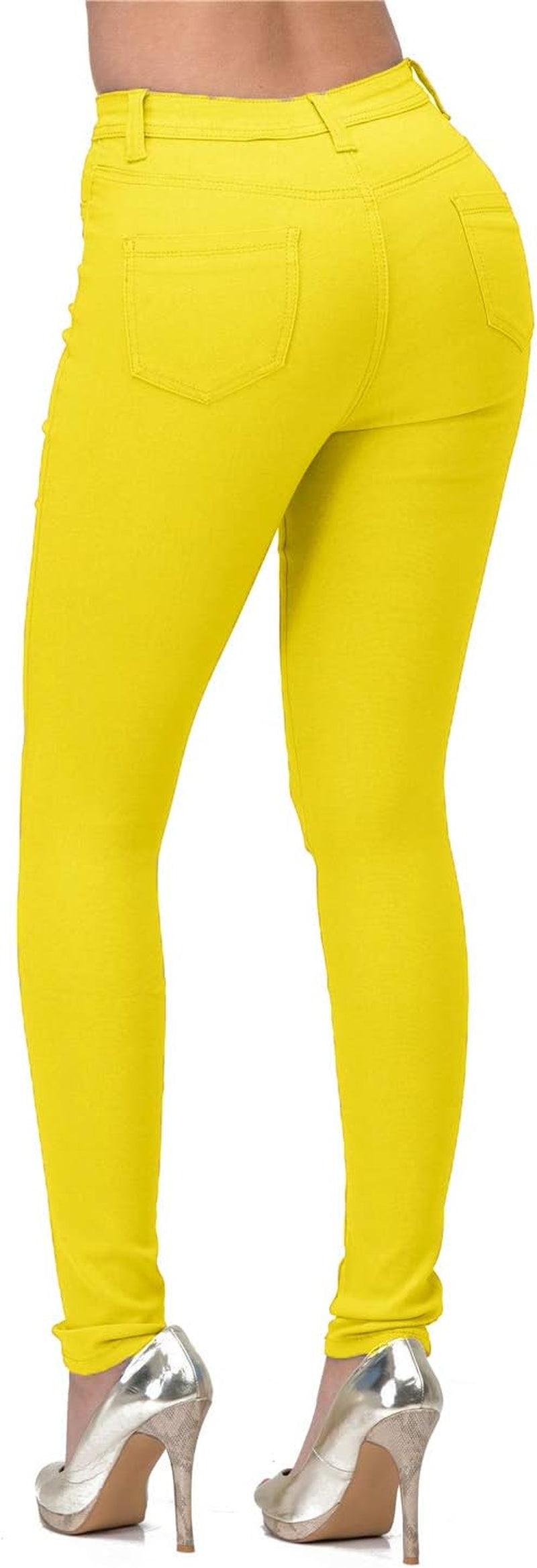 High Waisted-Rise Colored Stretch Skinny Destroyed Ripped Distressed Jeans for Women Olive Mustard RED